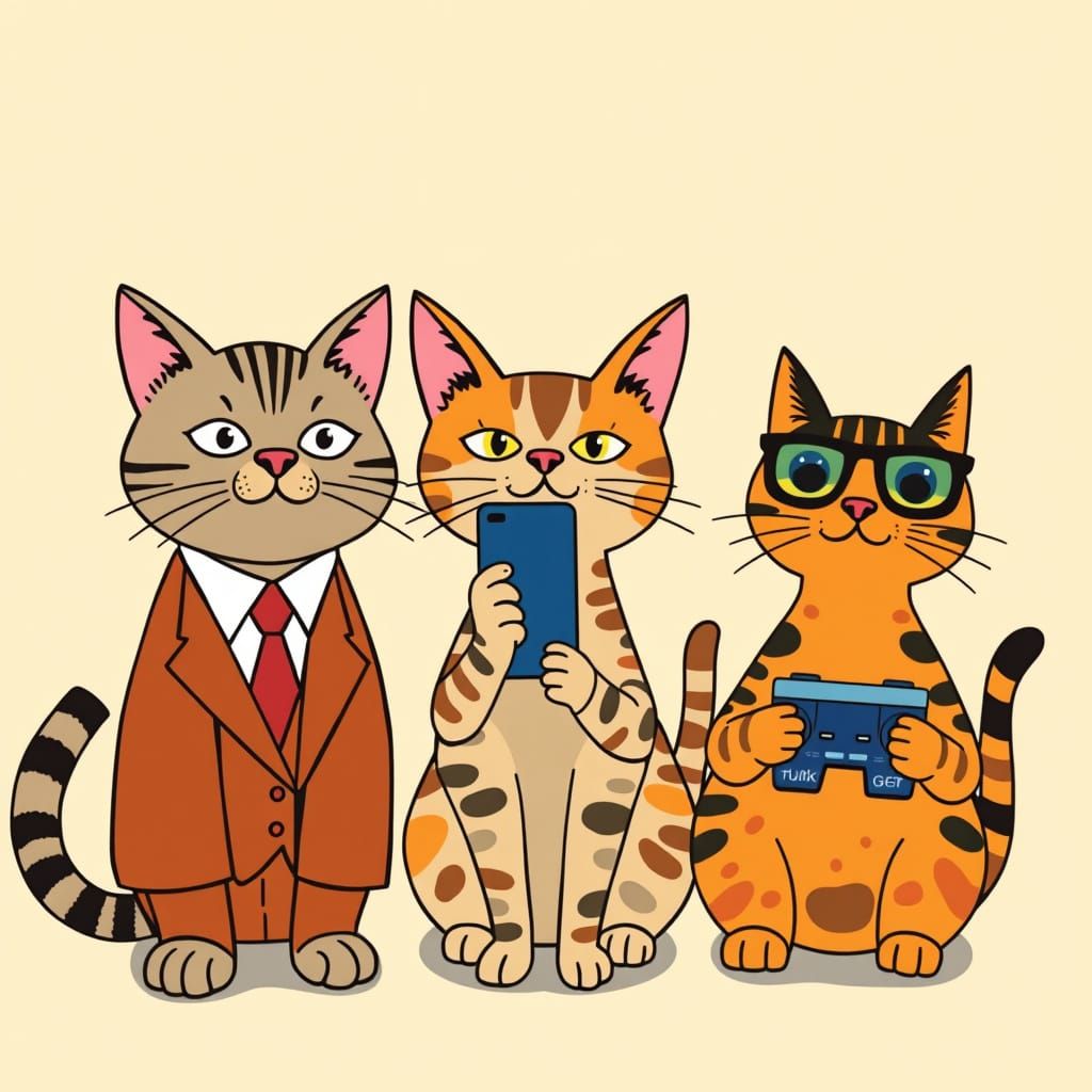 Whimsical Cats as Generations in Playful Style