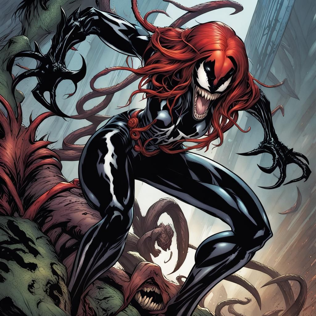 Elvish Symbiote Warrior in Comic Book Style