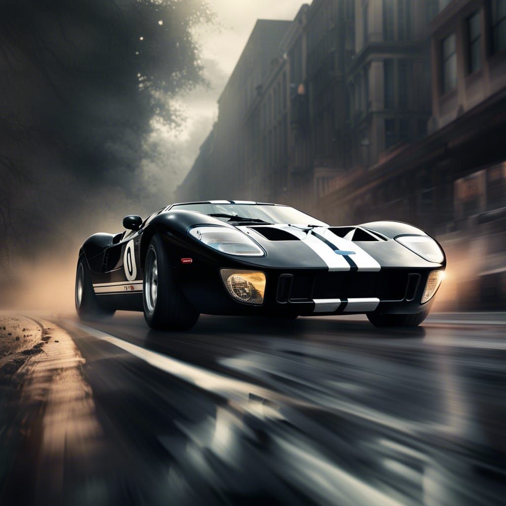 Black Ford GT-40 Wins the Race: Epic Digital Art