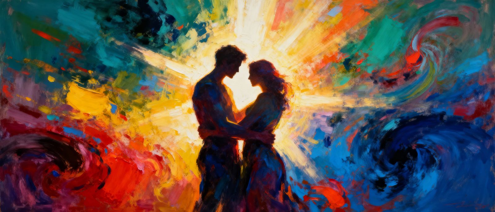 Abstract Figures Unite in Vibrant Expressionist Art