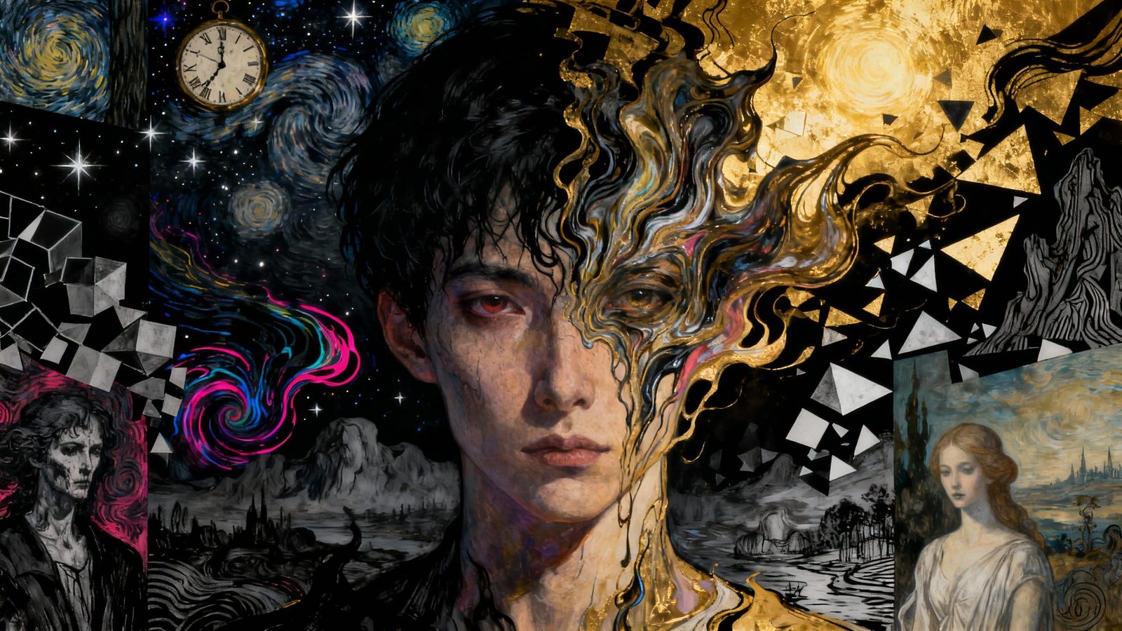 Surreal Abstract Portrait in a Dark, Dreamlike Style