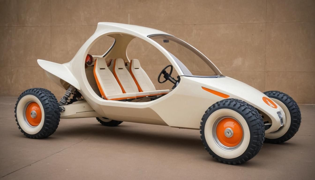 Retro Futuristic Space Age Buggy with Orange Trim