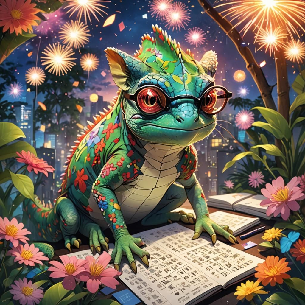 Anime Chameleon Puzzle: A Vibrant Key Visual