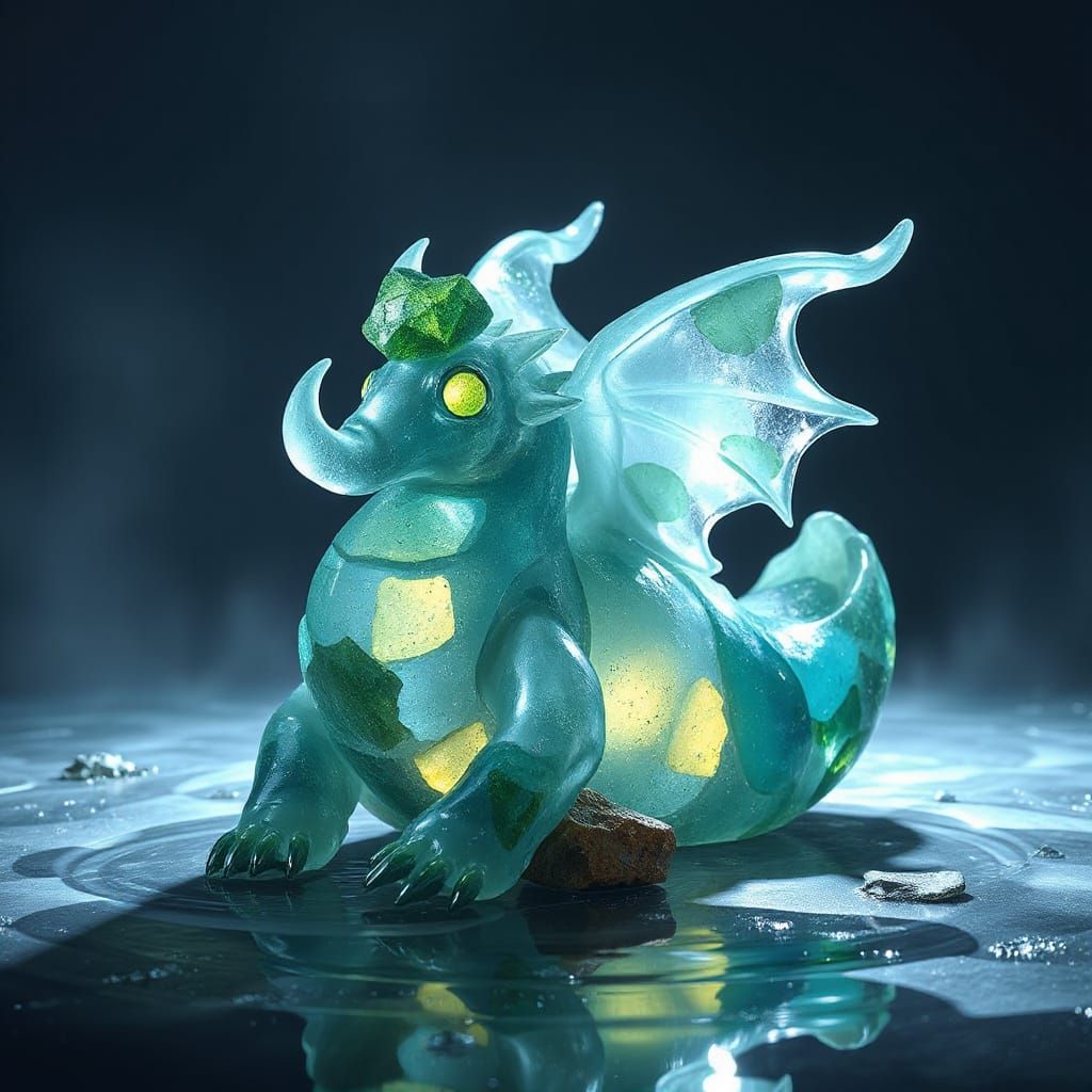 Mythical Sea Glass Creature in Surreal Digital Painting