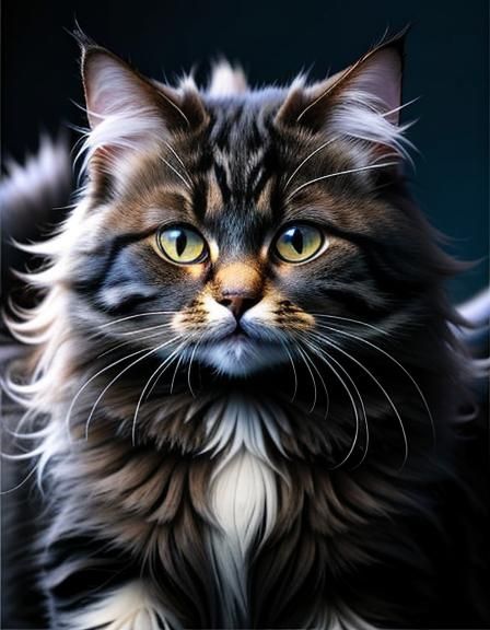 Hyperdetailed Long-Haired Cat Generated by AI