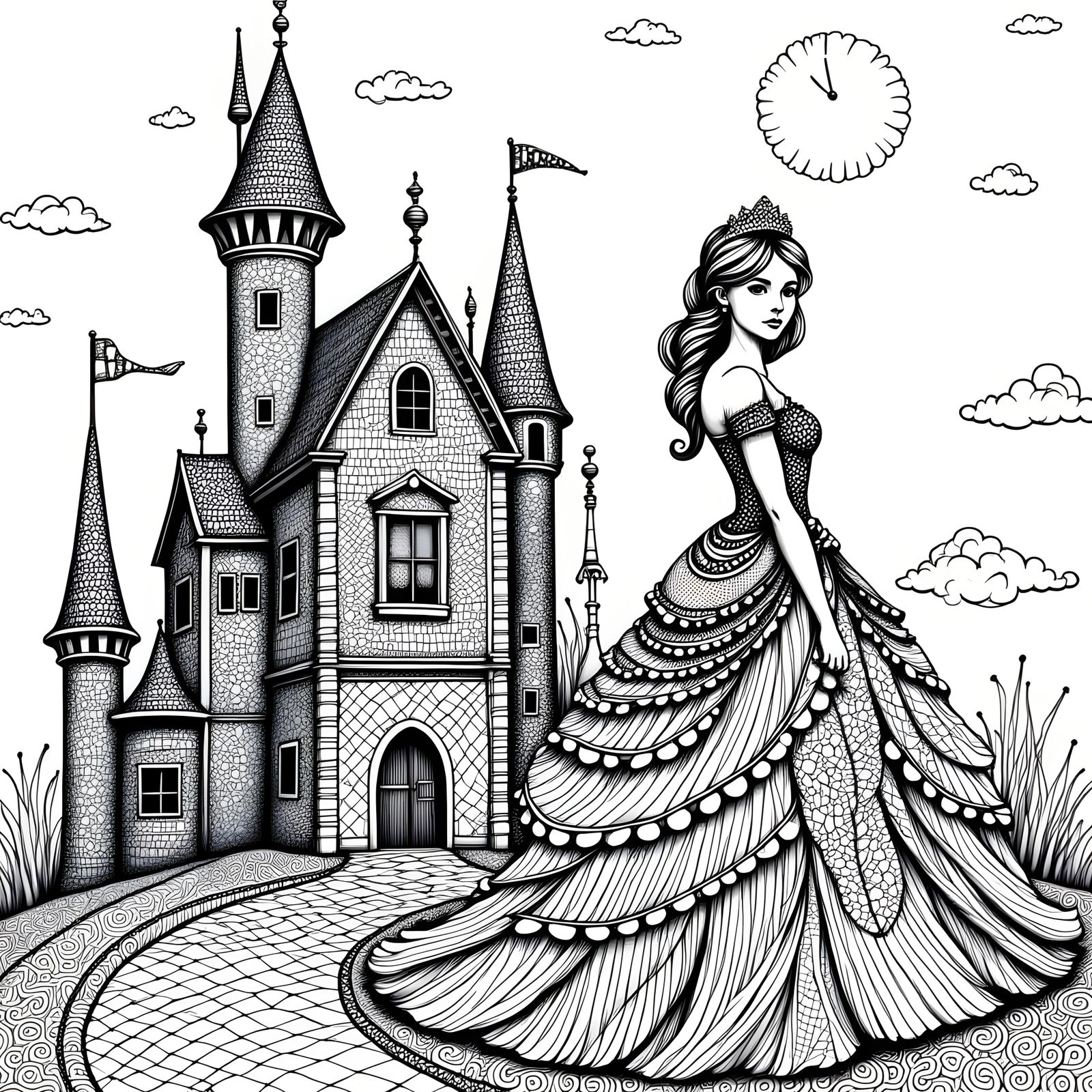 Fairytale Coloring Book Page