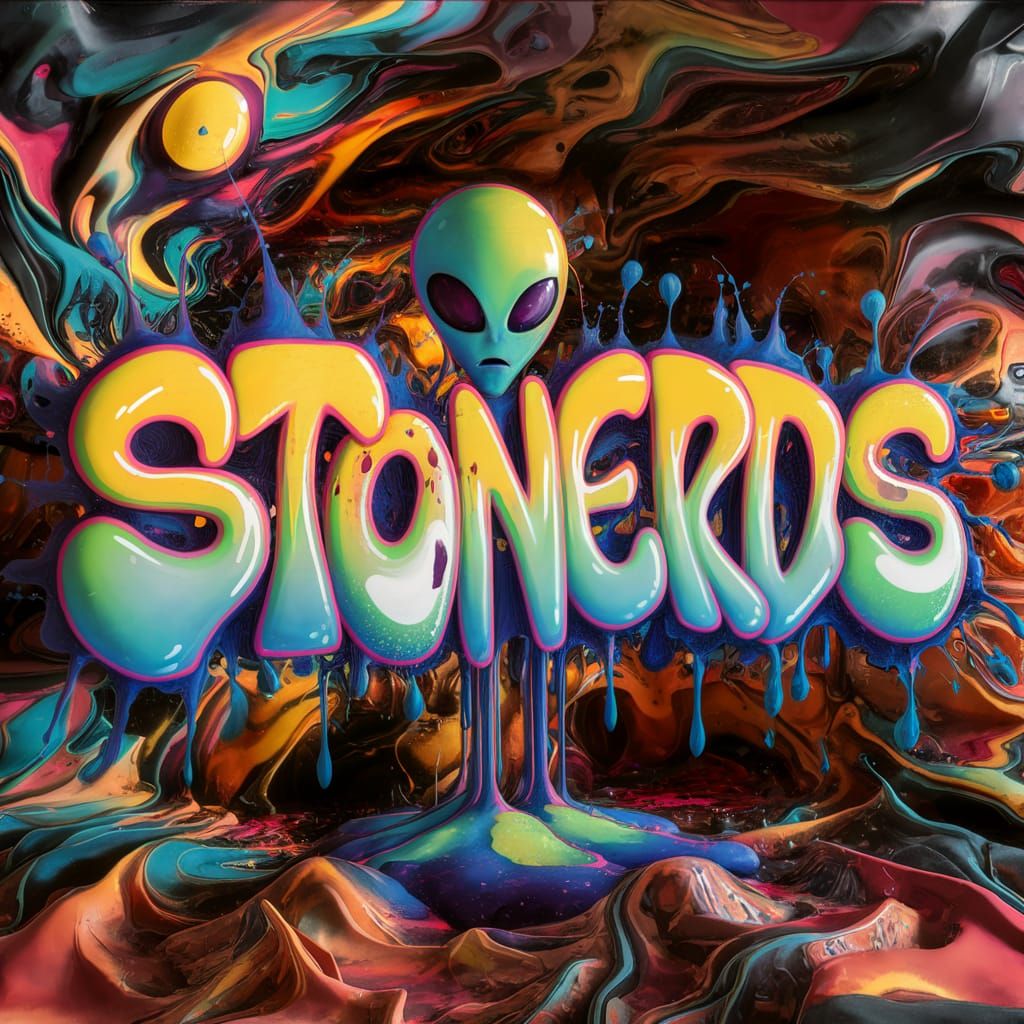 Psychedelic Graffiti Art with Alien Font
