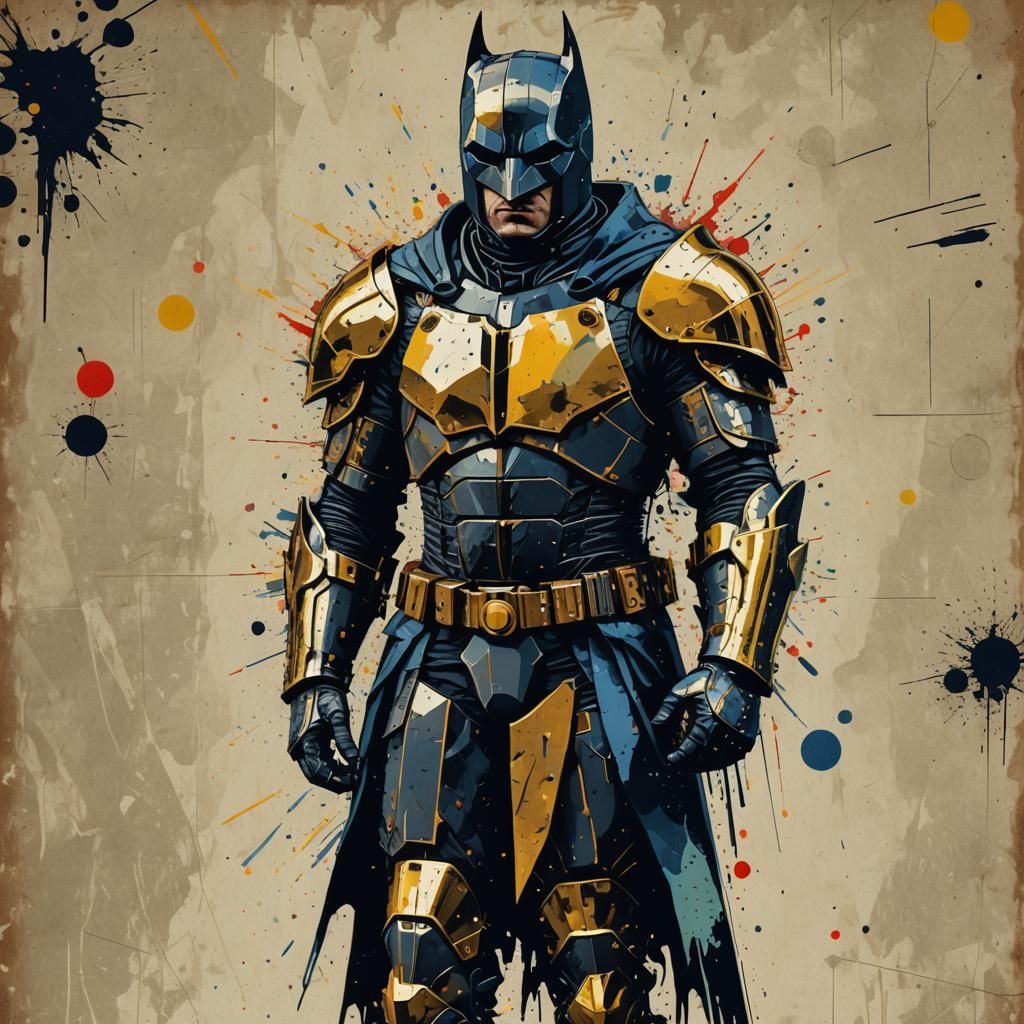Armored Dark Knight: Pop Art Digital Illustration