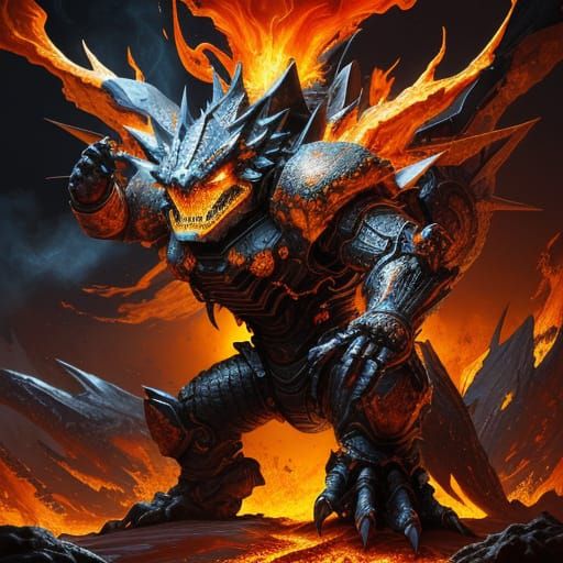 Gigantamax Titanizard in Intense, Abstract Expressionist Sty...