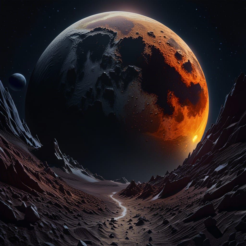 Moon and Eclipse in Watercolor Style