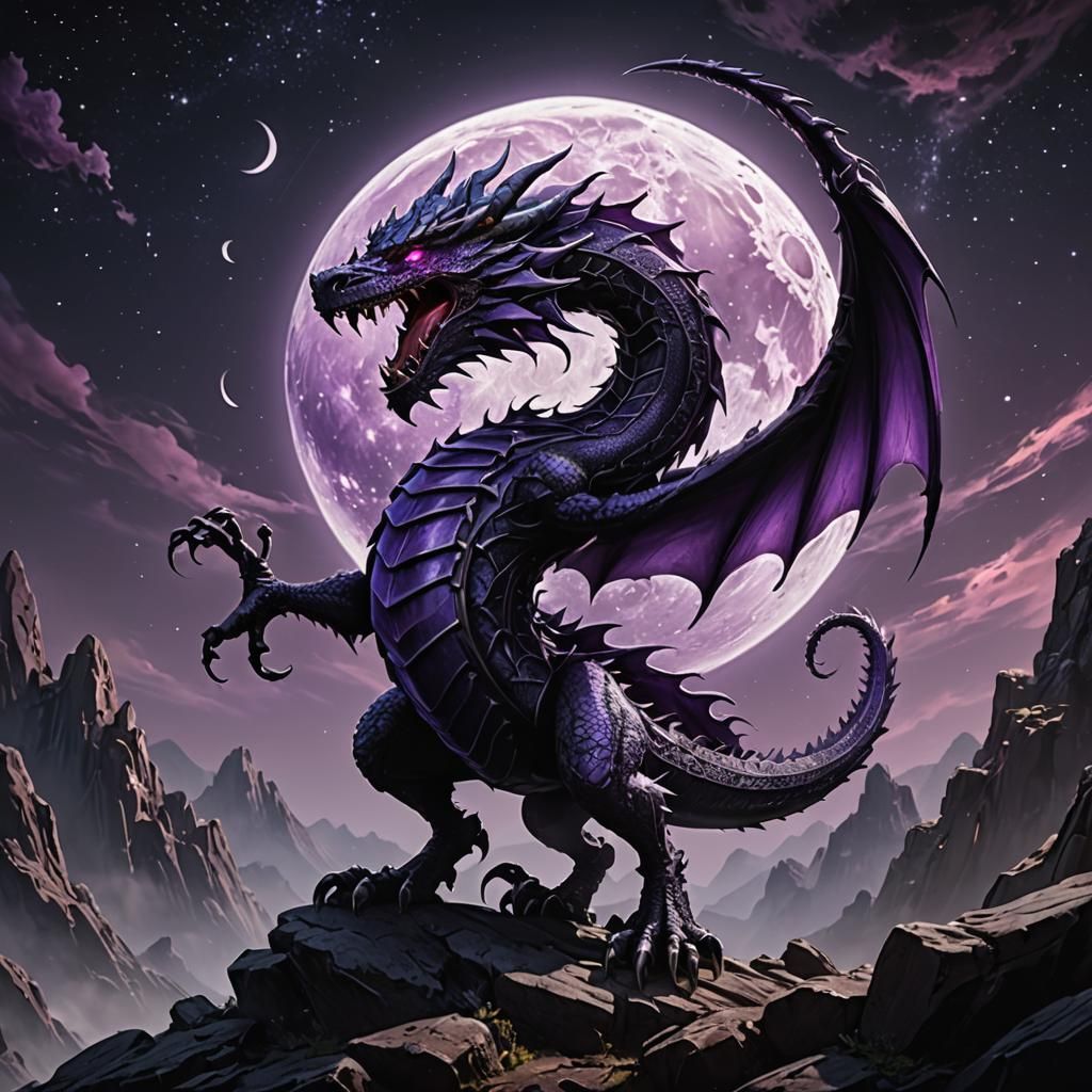 Purple Shadow Dragon Logo in Solo Leveling Style