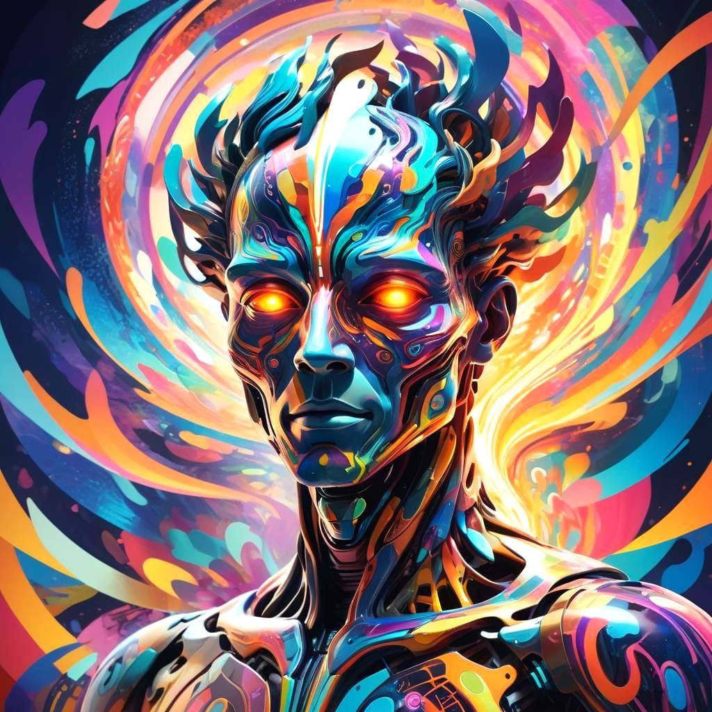 Dramatic Abstract Face in Splash Art Style