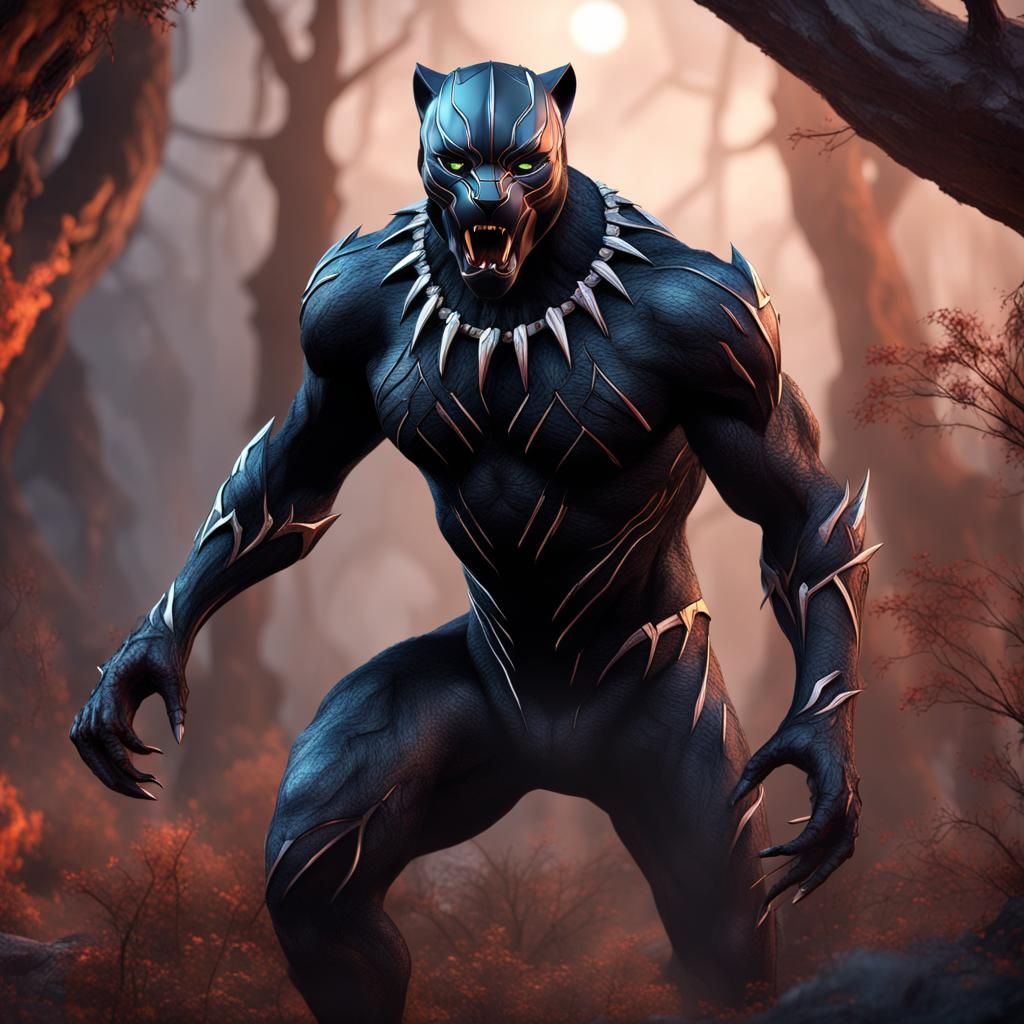 Demonic Black Panther Matte Painting
