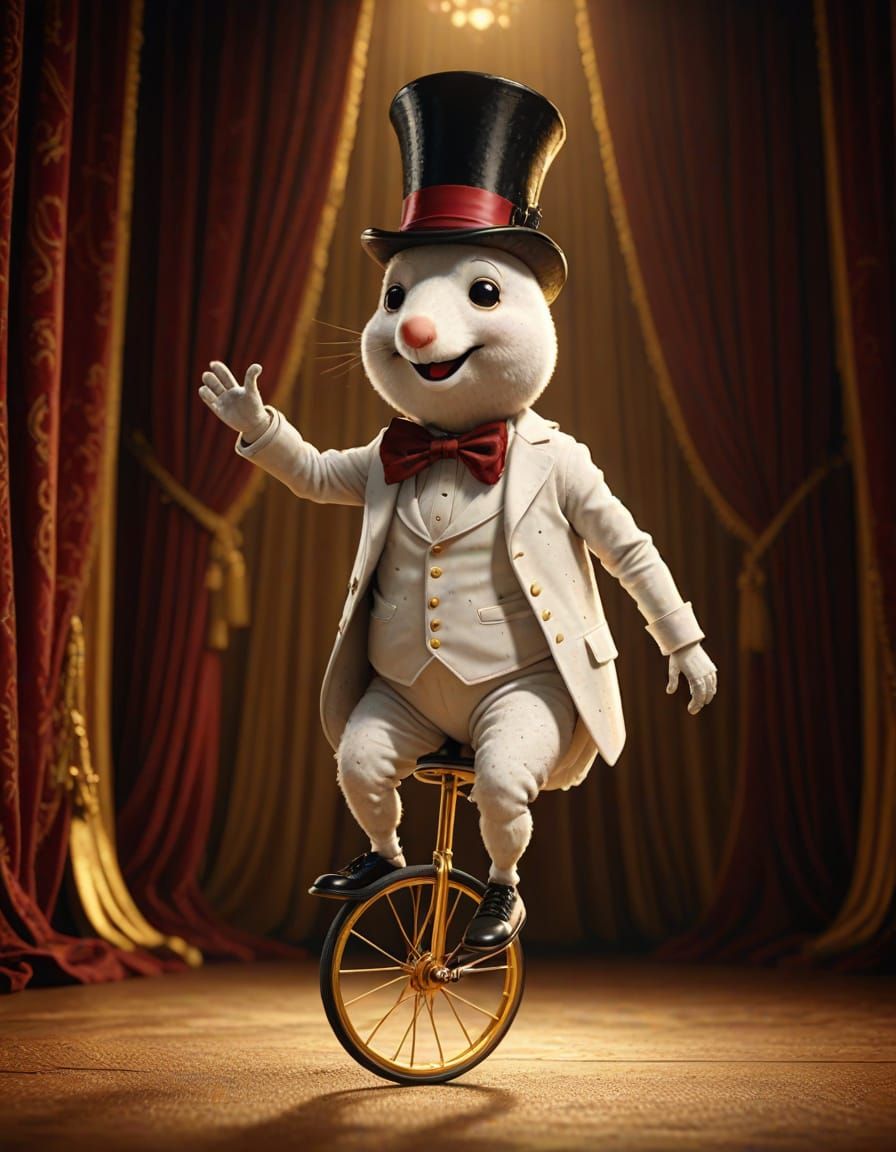 Maggot in Top Hat Rides Unicycle: Dickens-Inspired CGI