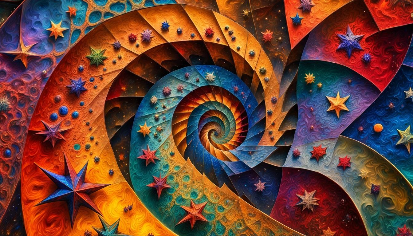 Magnetic Stars in Impasto Oil Paint Style