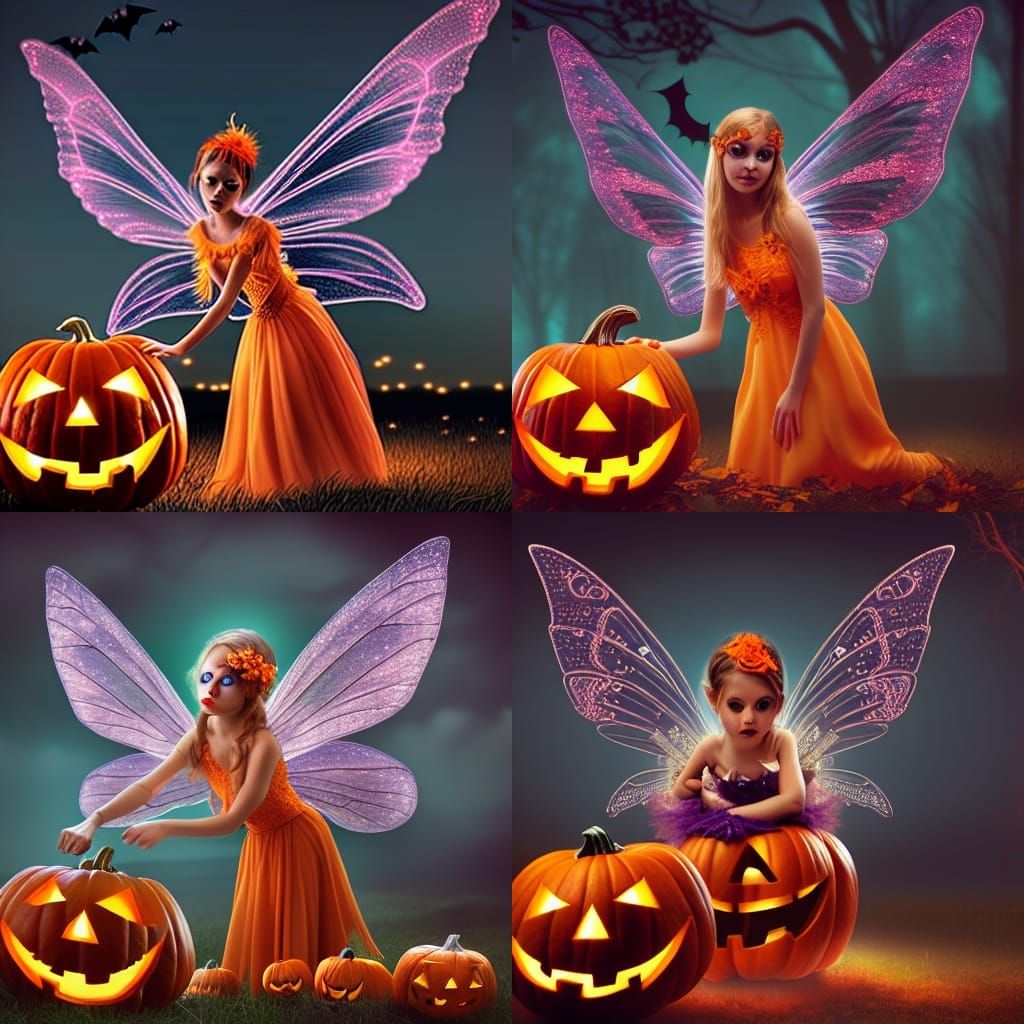 Ethereal Halloween Fairy with Jack O'Lantern