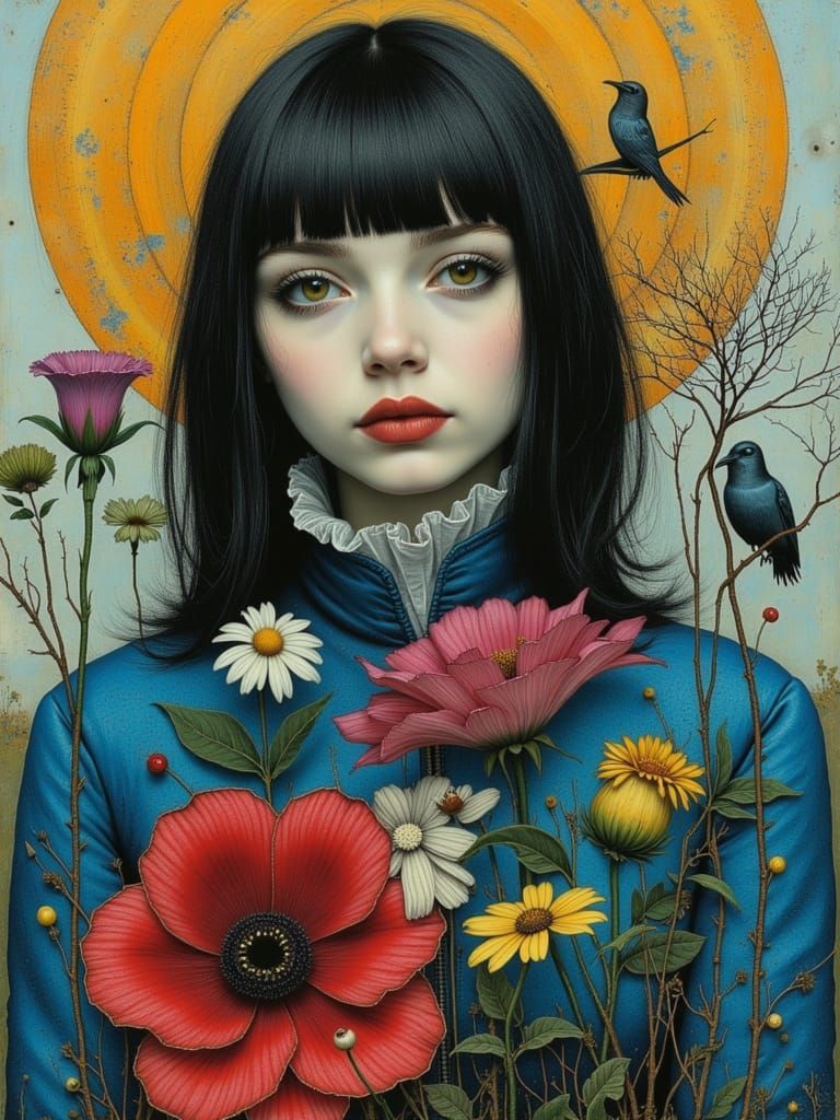 Colorful Gothic Woman in Surreal Abstract Style