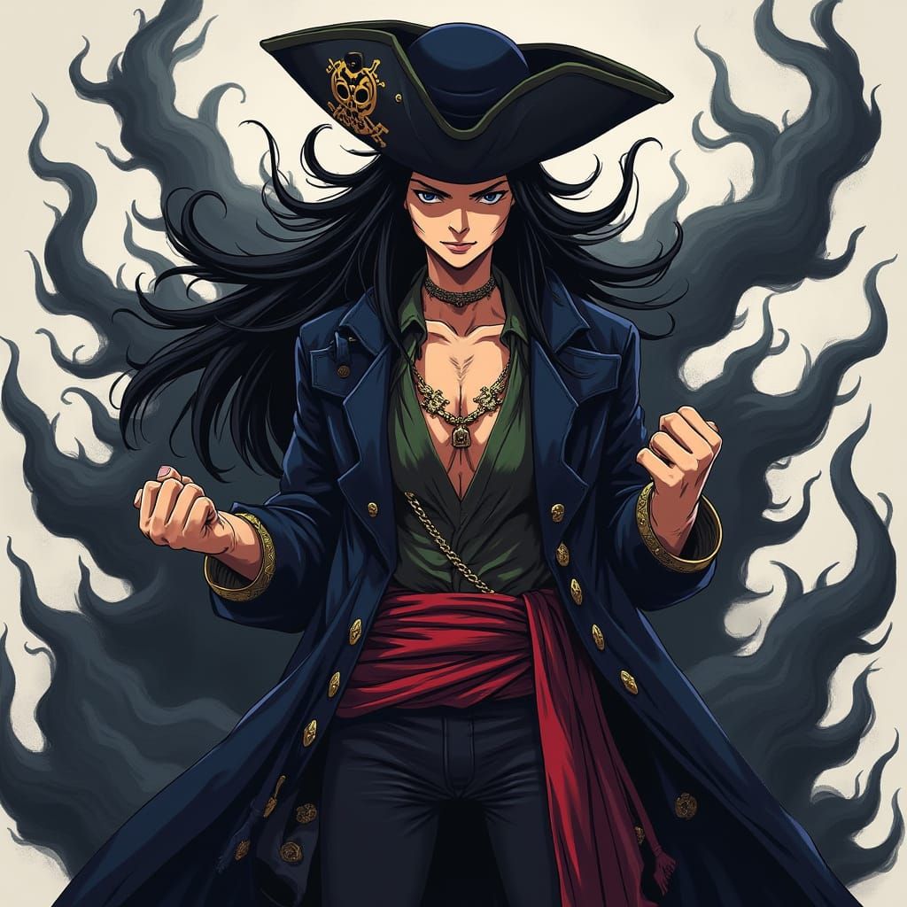 Pirate Queen Boa Hancock in Dark Fantasy Anime Style