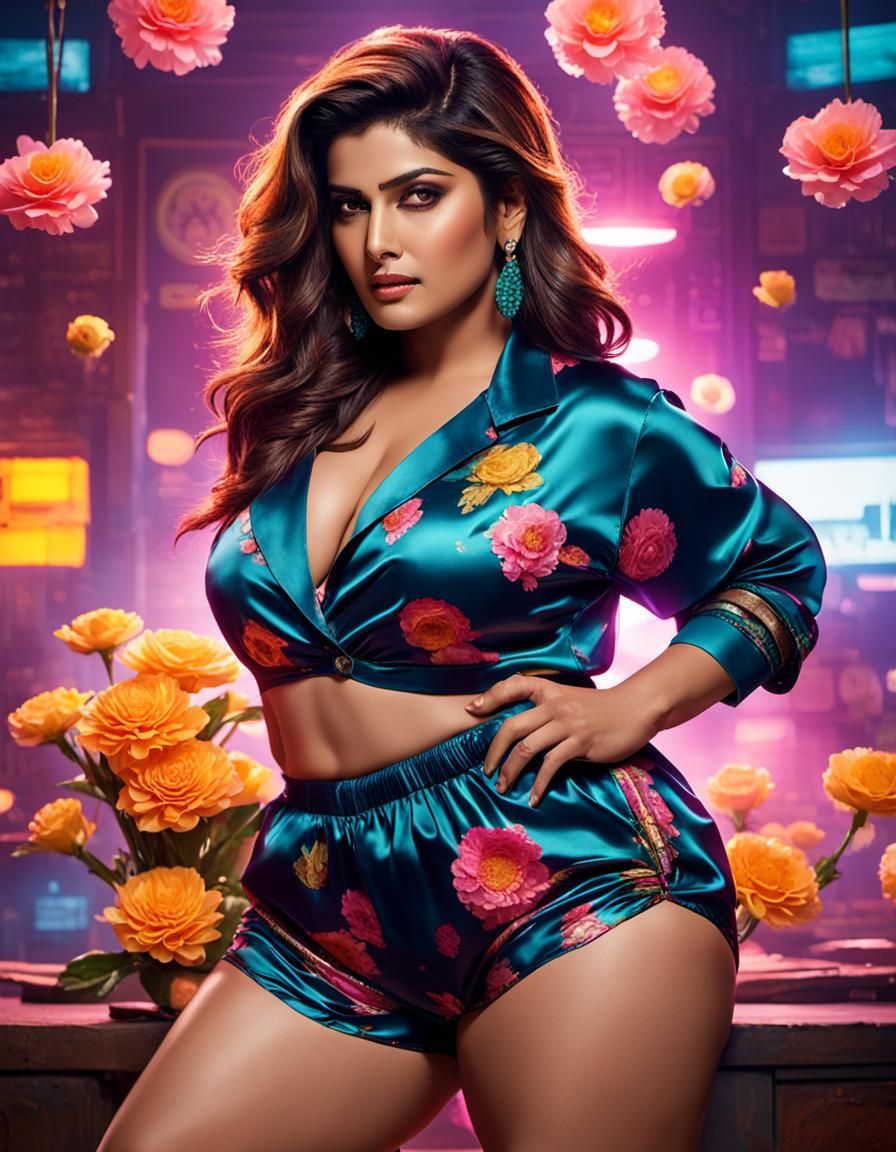 Curvy Indian Figure in Cyberpunk Neonscape