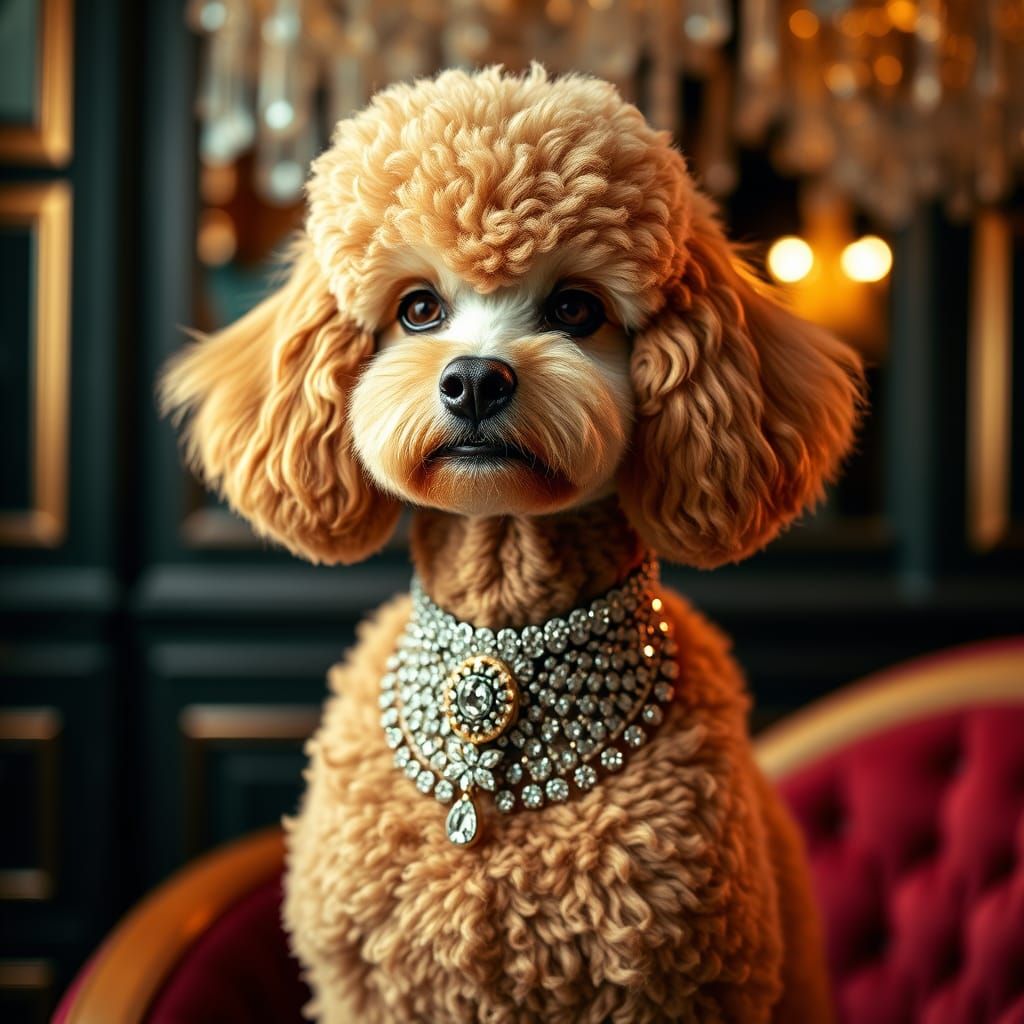 Elegant Poodle Dog in Luxurious Photography Studio Setting
