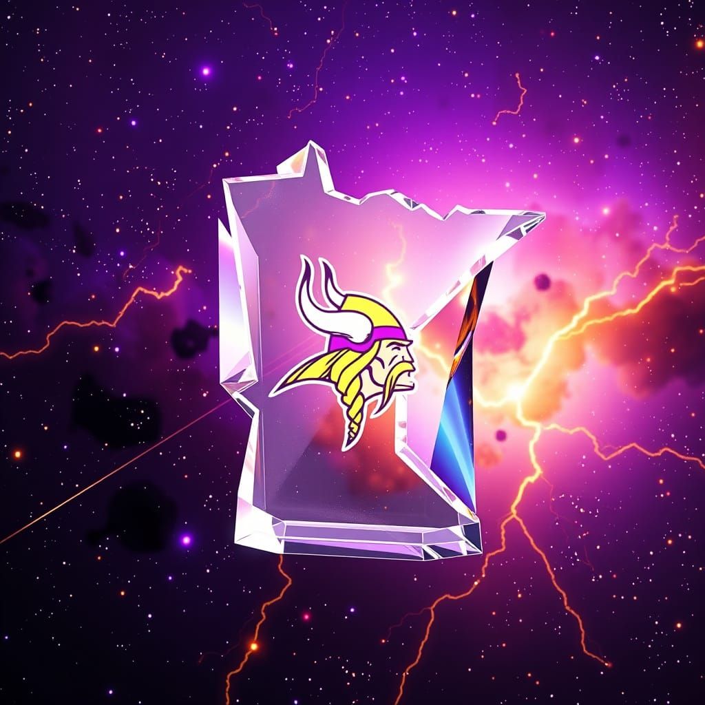 Minnesota State Shape with Vikings Emblem in Galactic Galaxy