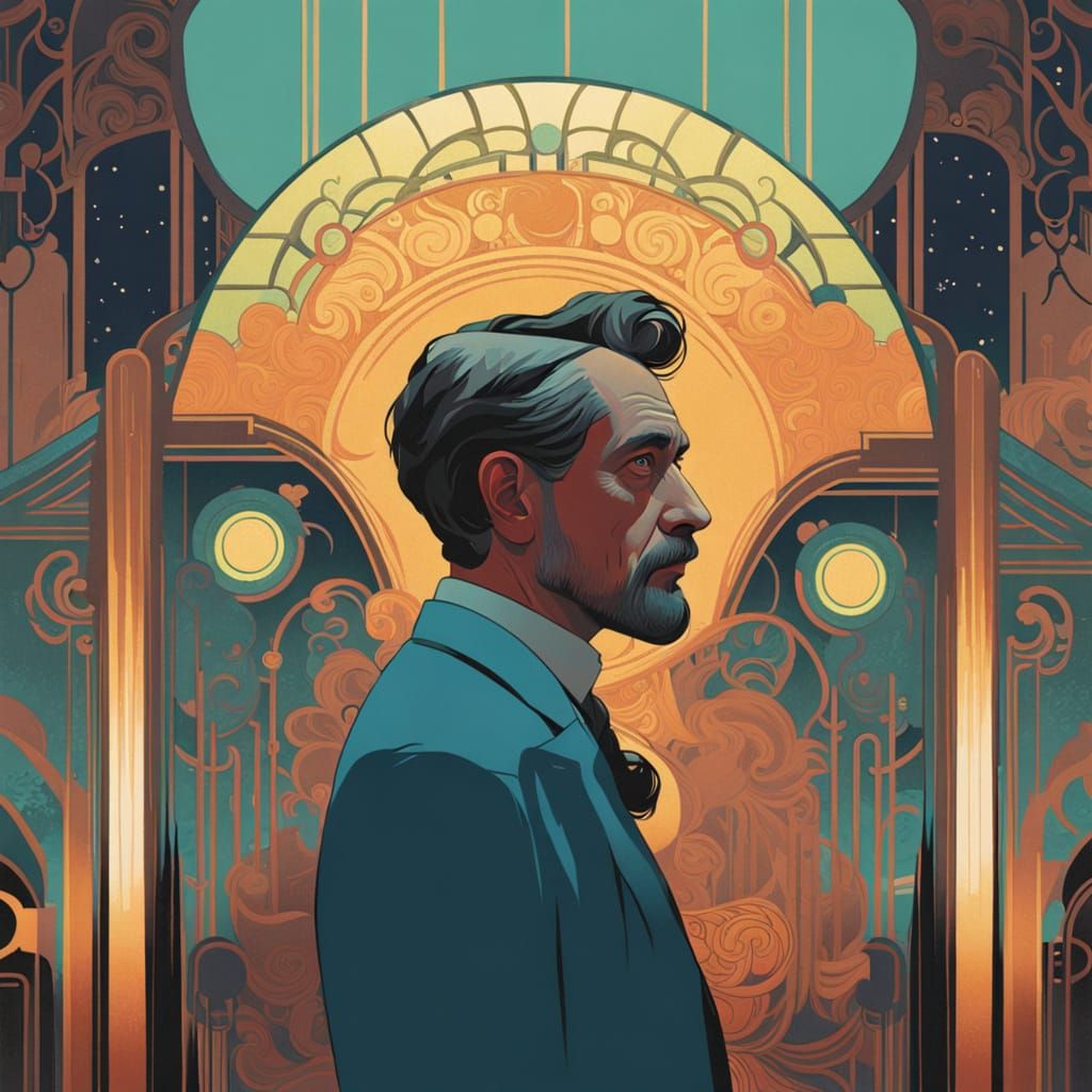 Art Deco Faces in Vibrant Triadic Colors