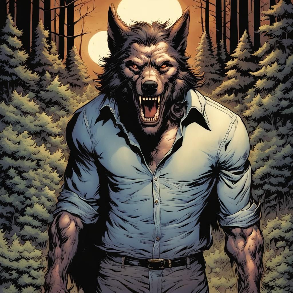 Bigby Wolf as a Werewolf in Comic Book Art