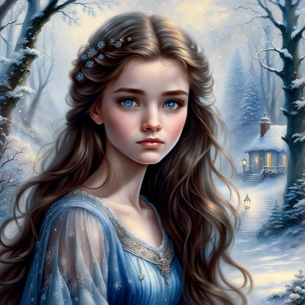 Ethereal Winter Portrait of a Young Woman