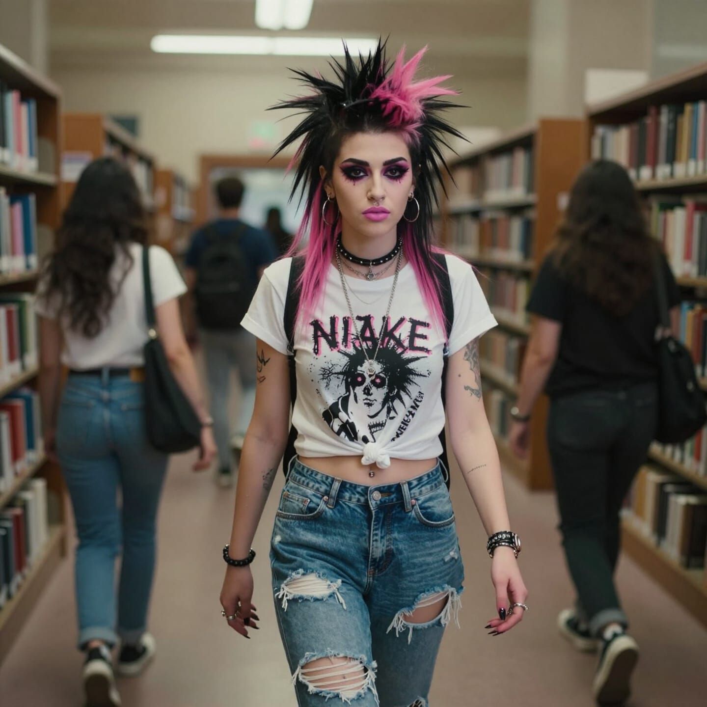 Punk Woman in LA Library Cinematic Film Still