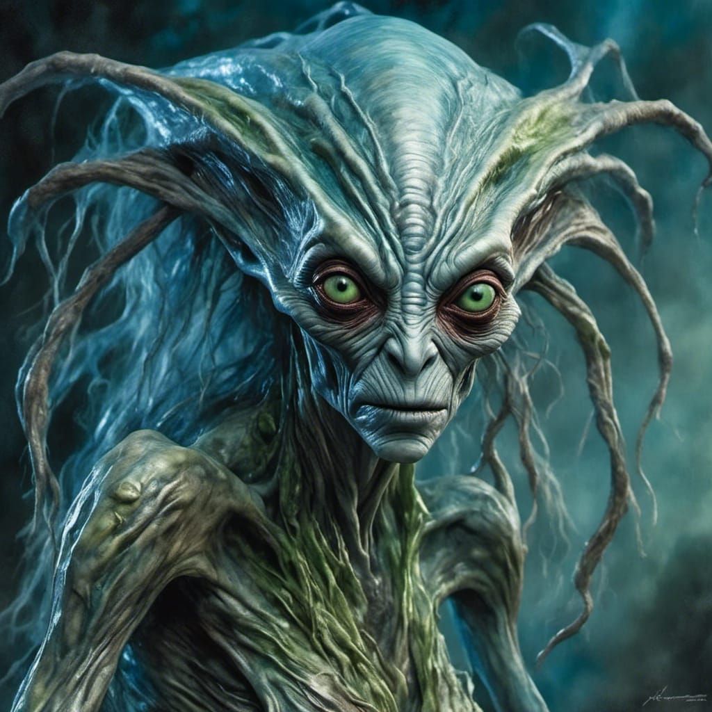 Mystical Portrait of a Stunningly Beautiful Alien Woman