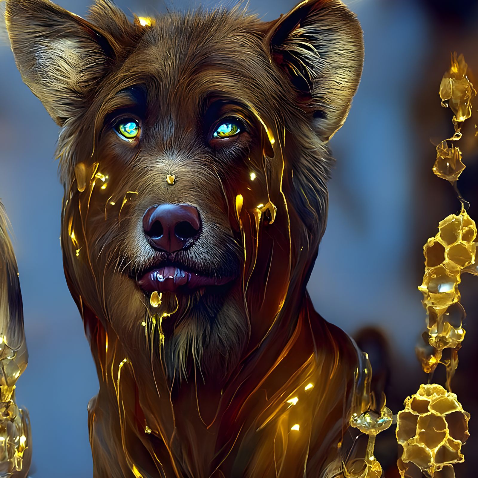 Honey Dog Portrait in Digital Art Style