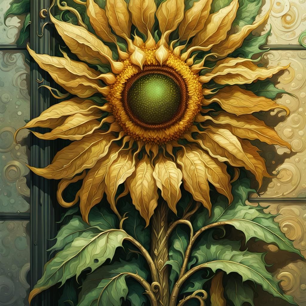Sunflower Growing on Post-Apocalyptic Building
