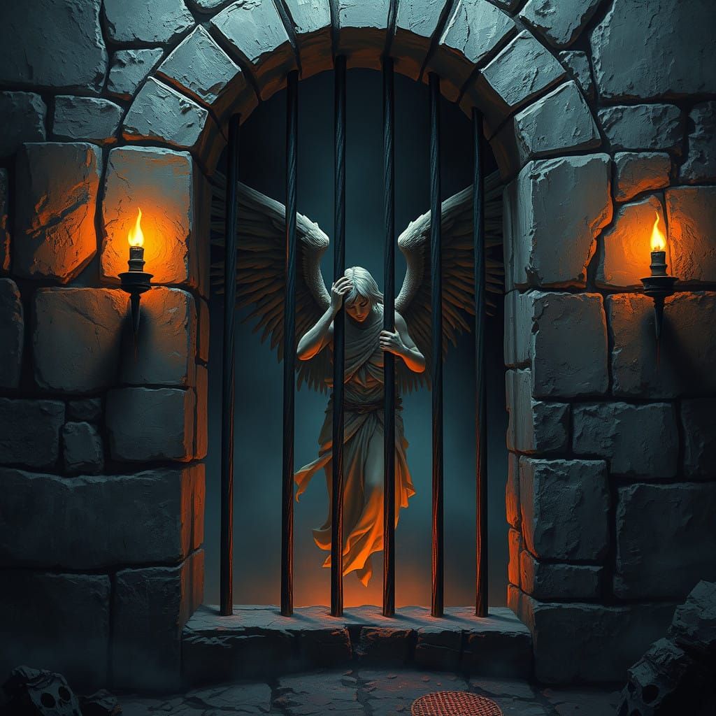 Angel Trapped in a Haunting Mystic Dungeon