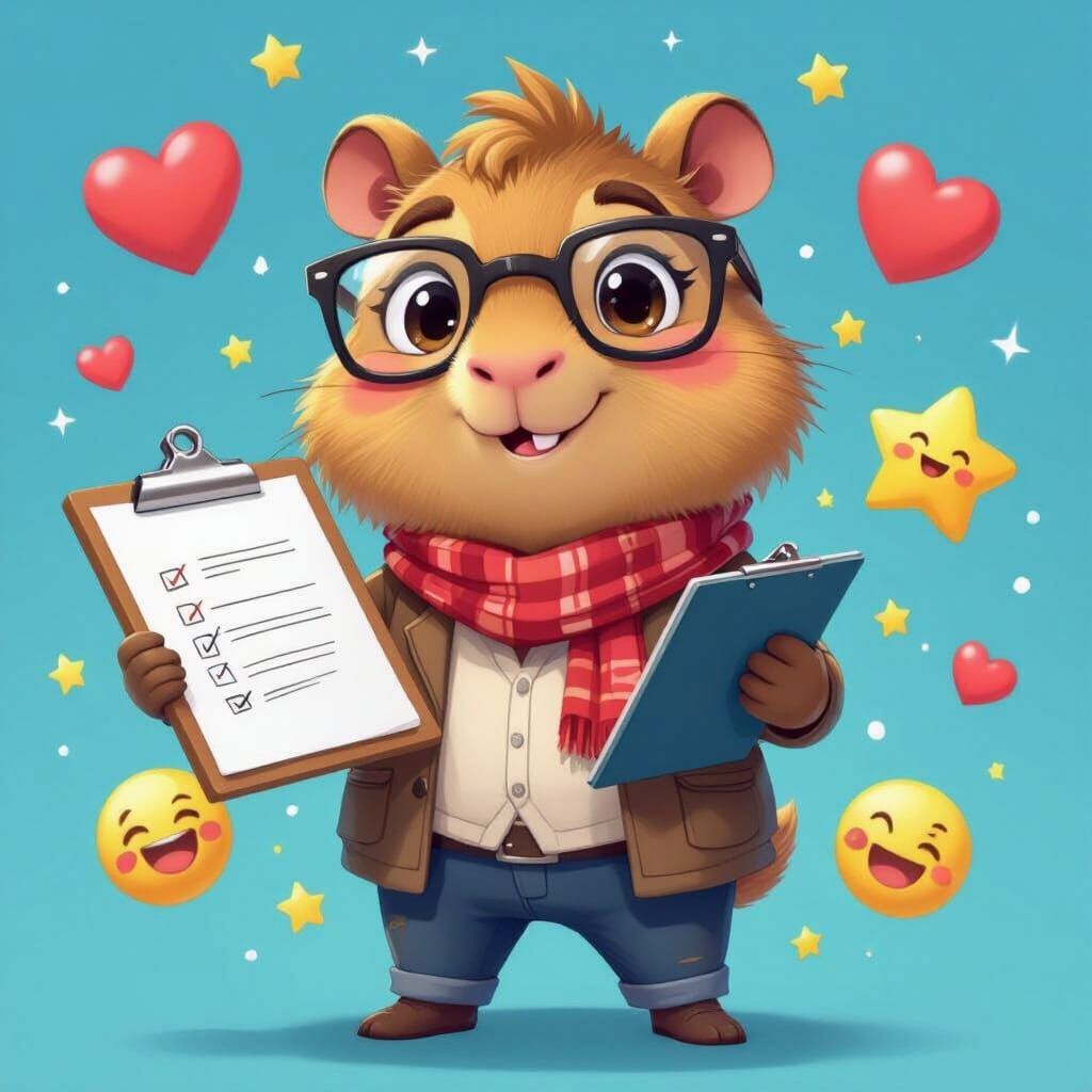 Capybara Coach with Sassy Expression in Anime Style