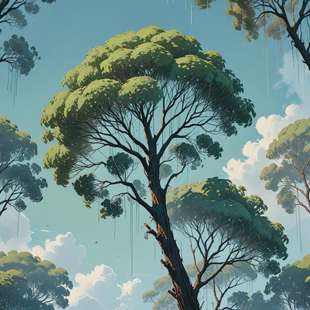 Ethereal Eucalyptus Dreamscape in Watercolor