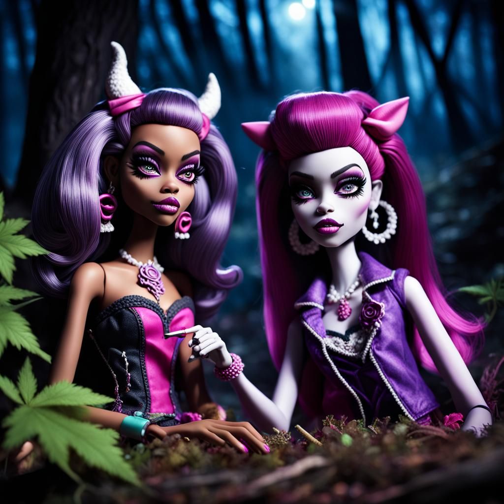 monster high Clawdeen wolf and Spectra smoking weed together...