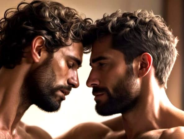 Sensual Brazilian Lovers in Intimate Bedroom Moment