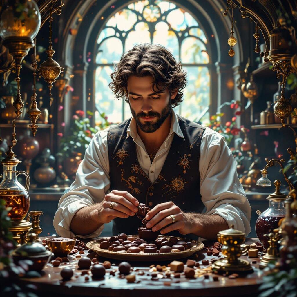 Celestial Chocolatier Crafting Cosmic Treats in Fantasy Art ...