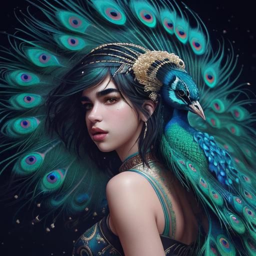 Dua Lipa as Peacock Dancing with Wolves