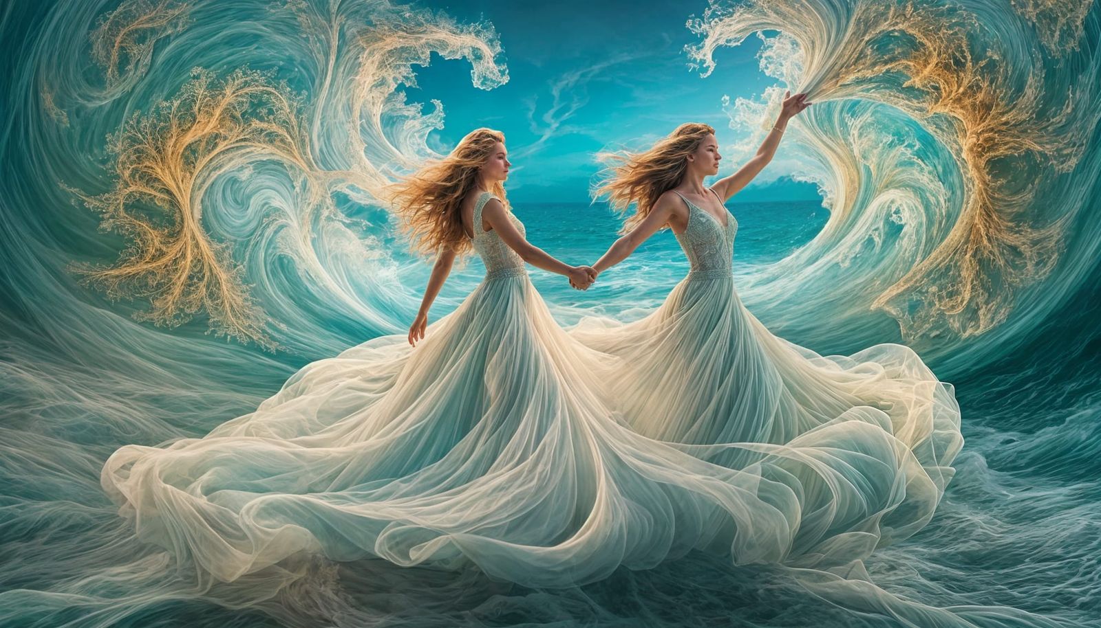 Dancing Nereids in Fractal Waves
