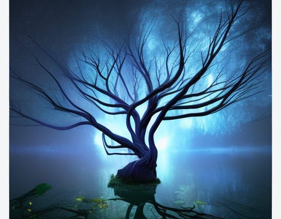 Astral Floating Tree with Opal Branches