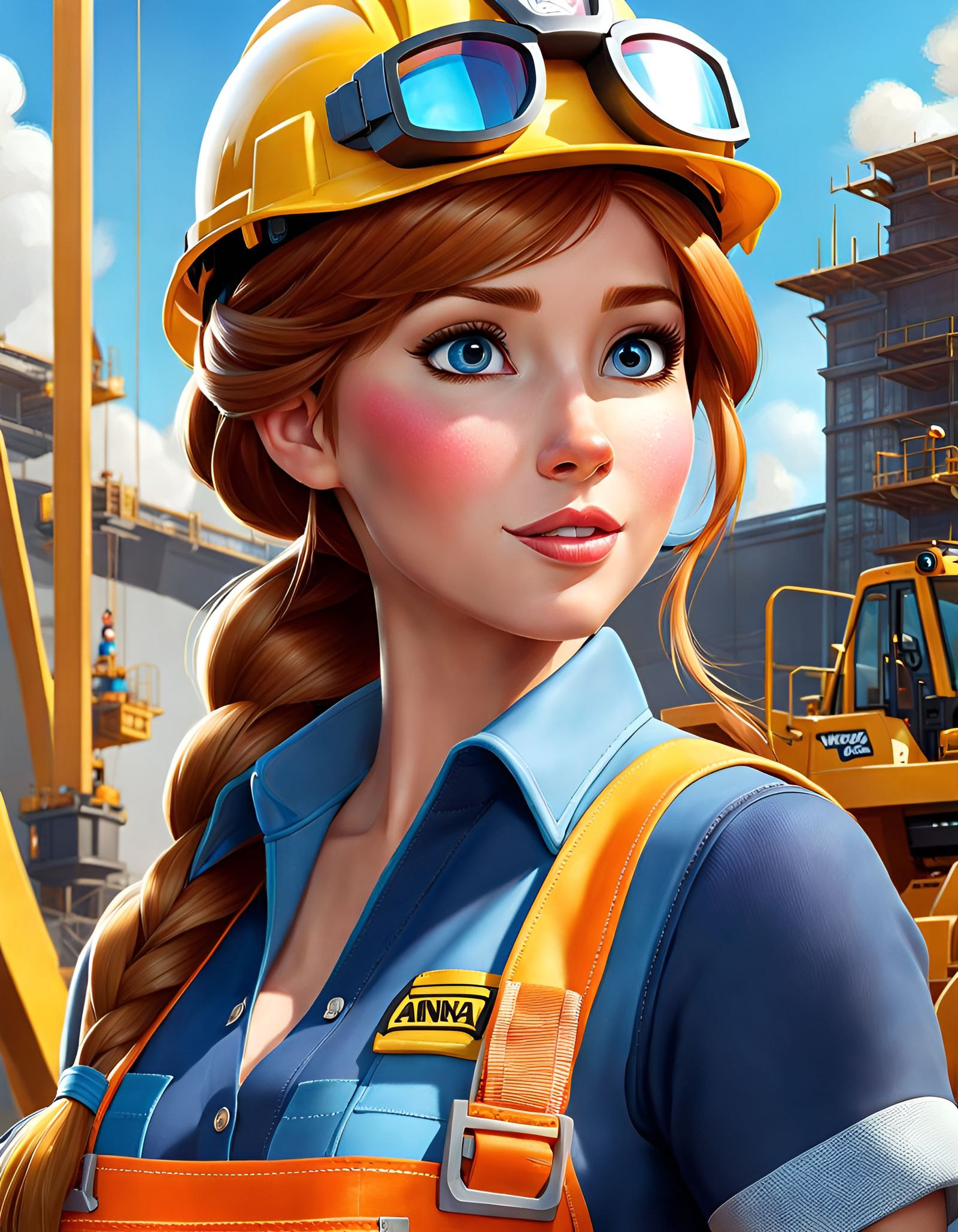 Disney Princess Anna as Construction Worker