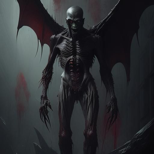 Mutant Vampire: Crimson Creature in Horror Style