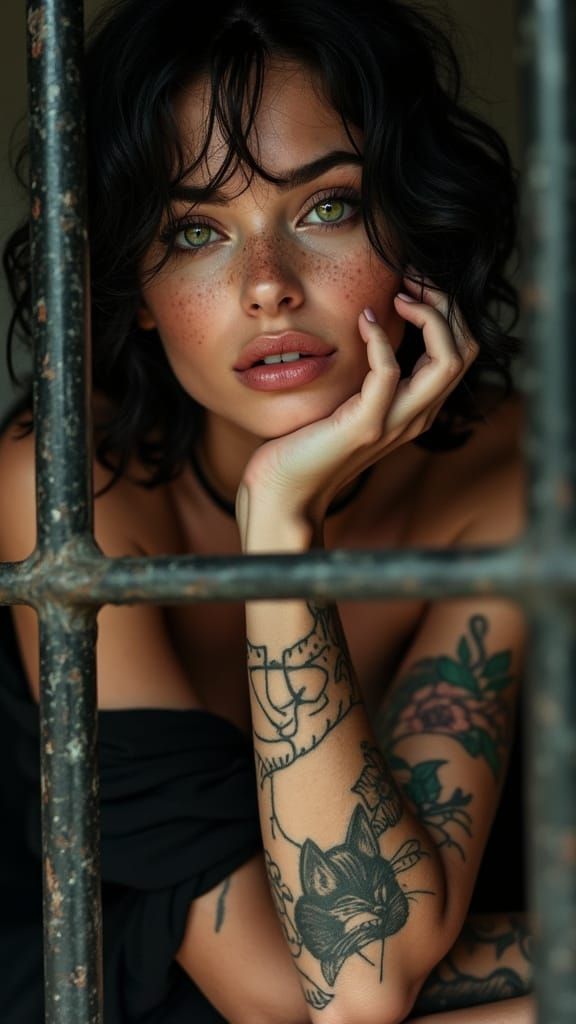 Hyper-Realistic Portrait of a Beautiful Woman with Intense G...