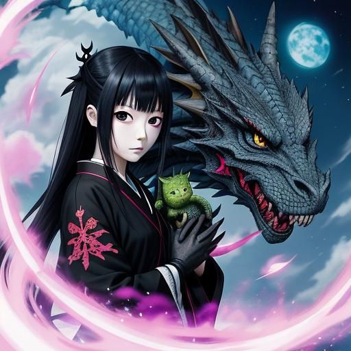 Anime Style: Japanese Goth Girl with Dragon Pet