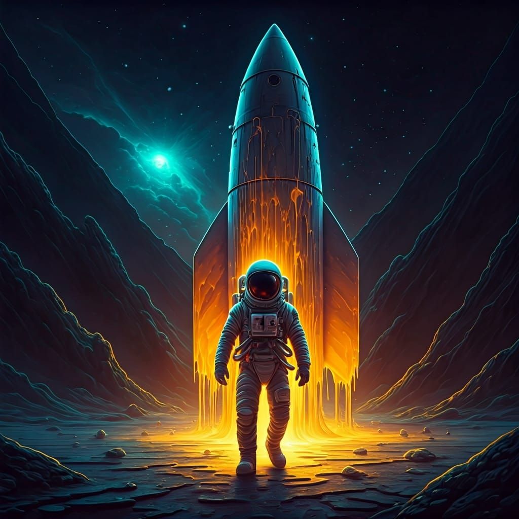 Astronaut Melts on Alien Planet: Astral Illustration