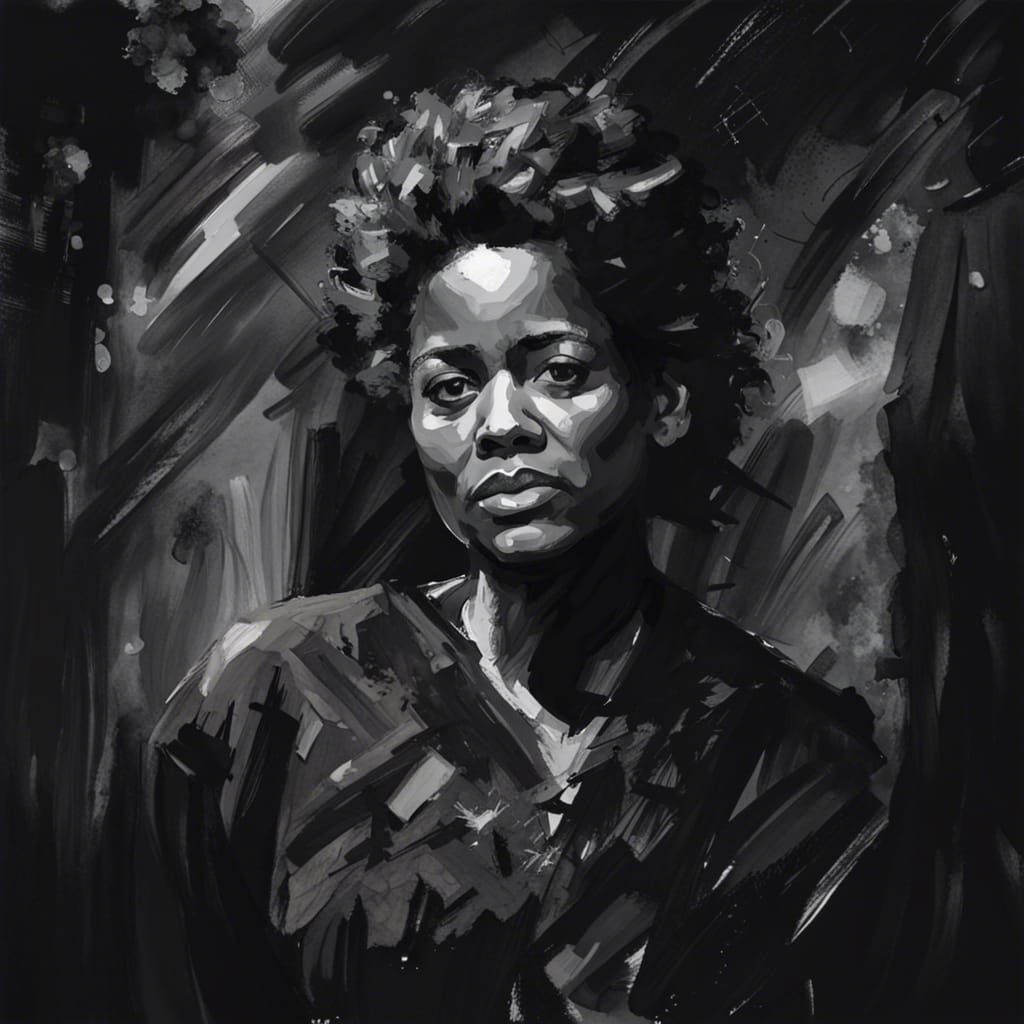 Black and White Portrait in Gouache Style