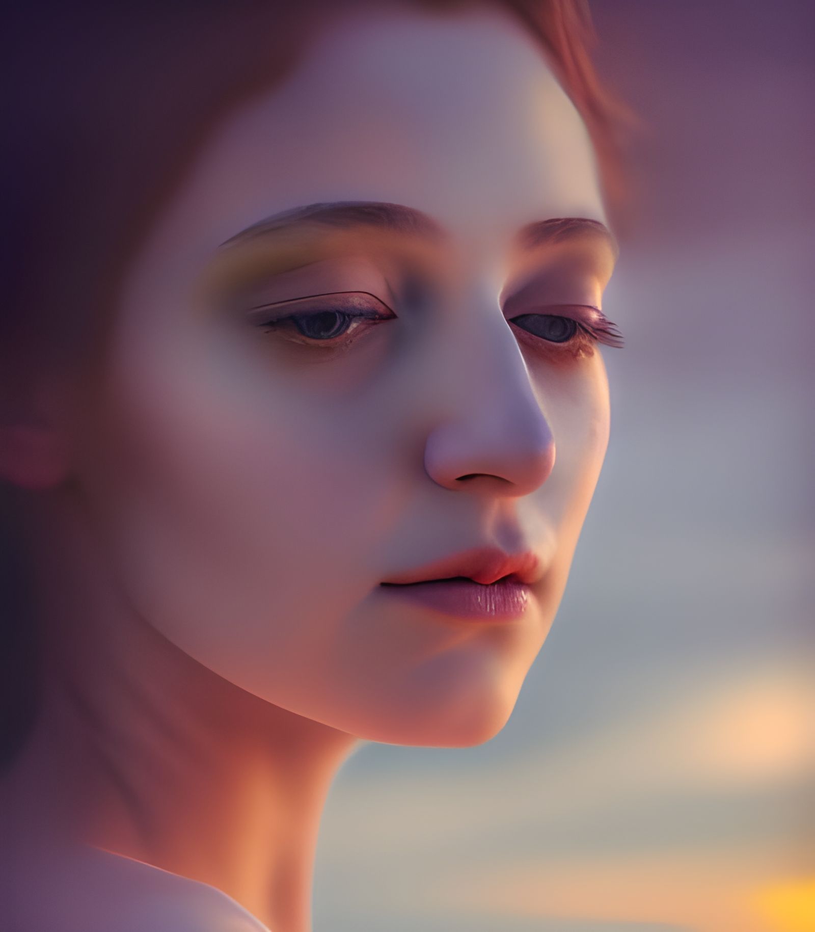 Renaissance Woman Portrait in Sunset Light