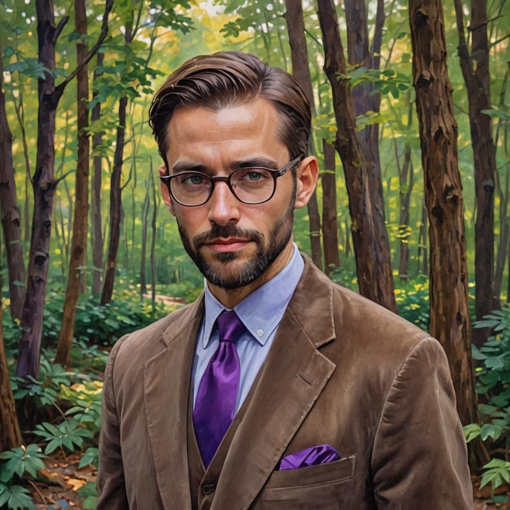 Elegant Gentleman in Velvet Suit, Impressionist Oil Painting