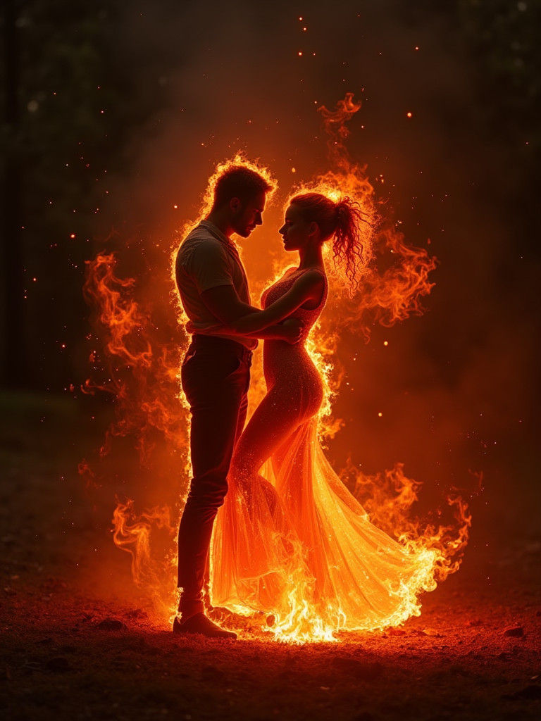 Dancing Figures of Fire in a Macabre Fantasy